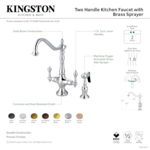 Kingston Brass KS1778ALBS Heritage Kitchen Faucet, 8-1/4-Inch, Brushed Nickel