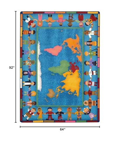 Joy Carpets Hands Around The World Area Rug in Color Multi, 5'4" x 7'8"