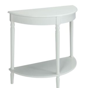 Convenience Concepts French Country Half-Round Entryway Table with Shelf, White