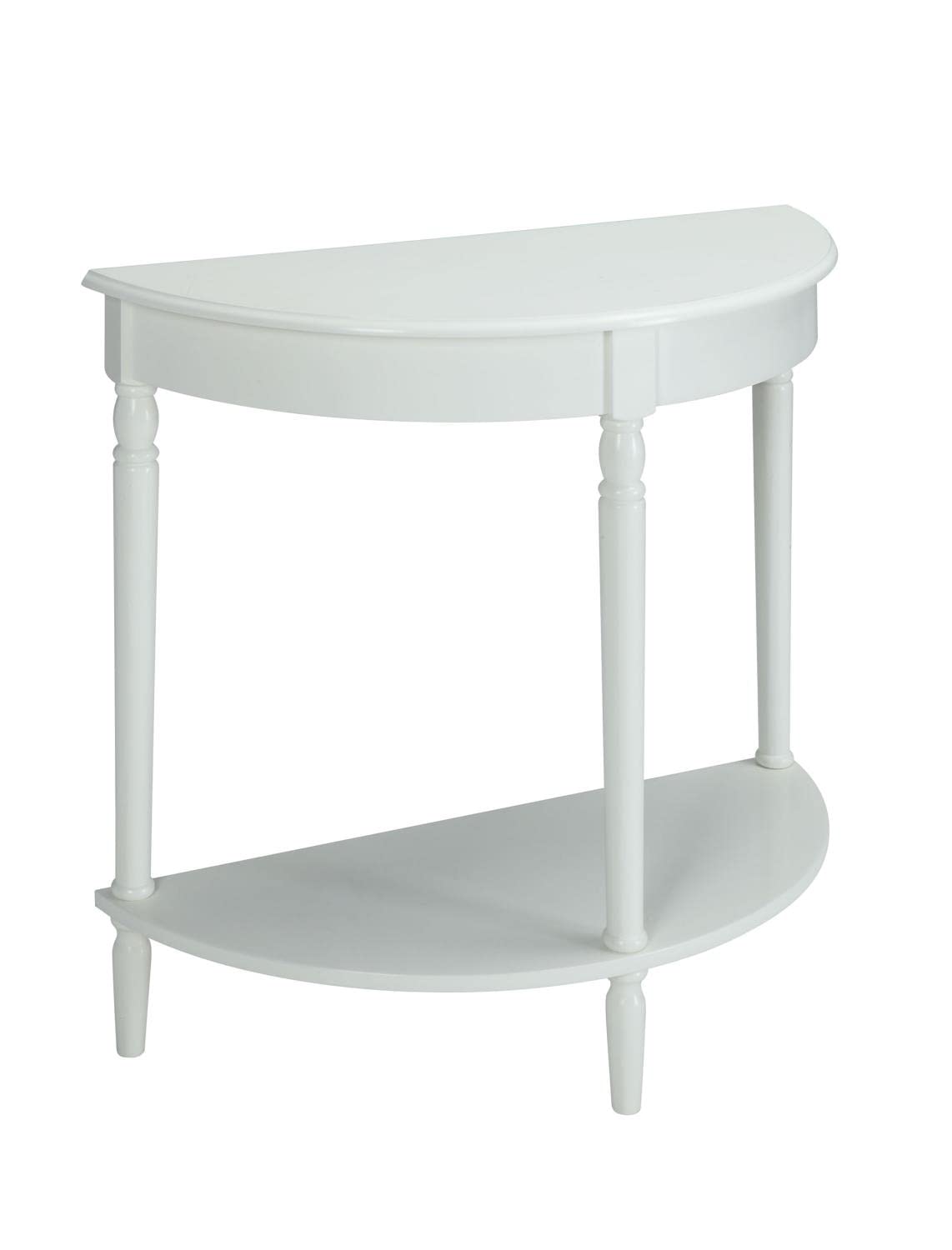 Convenience Concepts French Country Half-Round Entryway Table with Shelf, White