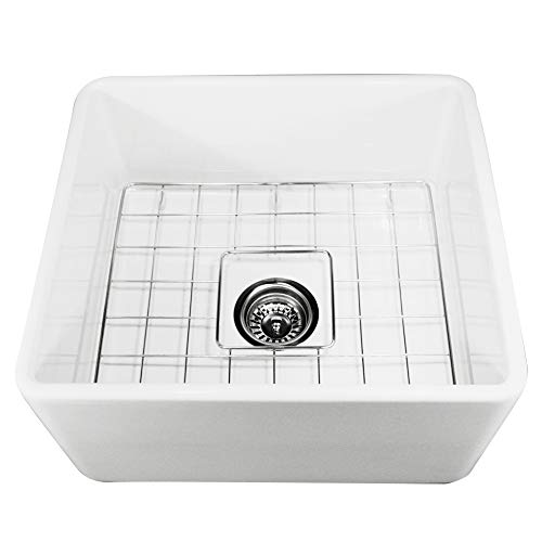 Nantucket Sinks T-FCFS-20 20-Inch Single Bowl Fireclay Farmhouse Kitchen Sink, White