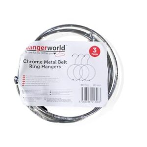 HANGERWORLD 3 Pack Belt Organizer for Closet Rack Chrome Ring Hanger for Belts Ties Scarves and Accessory Storage