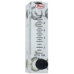 dwyer® visi-float® flowmeter, vfa-24-bv, acrylic block, 5% fs acc, 1-10 lpm air, br valve