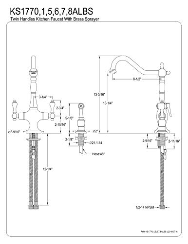 Kingston Brass KS1778ALBS Heritage Kitchen Faucet, 8-1/4-Inch, Brushed Nickel