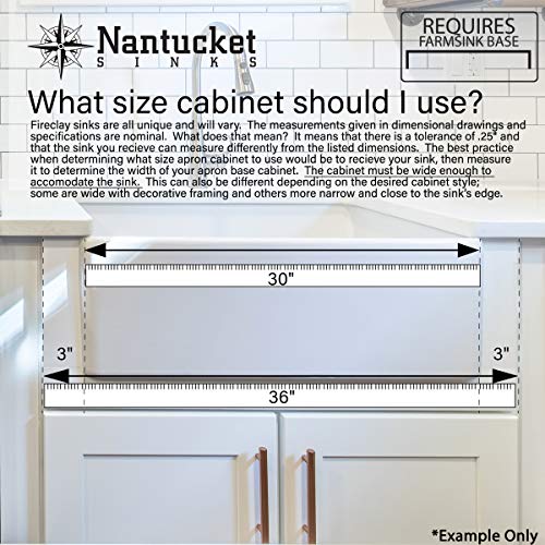 Nantucket Sinks T-FCFS-20 20-Inch Single Bowl Fireclay Farmhouse Kitchen Sink, White