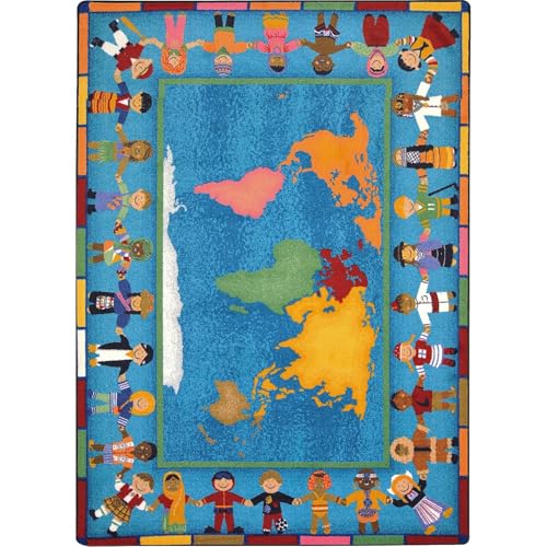 Joy Carpets Hands Around The World Area Rug in Color Multi, 5'4" x 7'8"