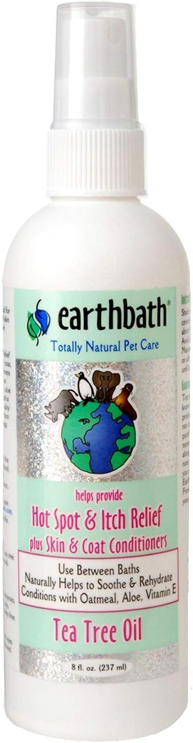 earthbath, Hot Spot Relief Spray - Tea Tree Oil Hot Spot Treatment for Dogs, Best Dog Shampoo for Itching & Skin Conditions, Made in USA, Cruelty Free Itch Relief for Dogs - 8 Oz (1 Pack)