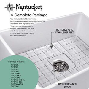 Nantucket Sinks T-FCFS-20 20-Inch Single Bowl Fireclay Farmhouse Kitchen Sink, White