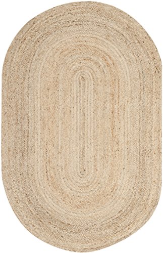 SAFAVIEH Cape Cod Collection Area Rug - 5' x 8' Oval, Natural, Handmade Flat Weave Jute, Ideal for High Traffic Areas in Living Room, Bedroom (CAP252A)