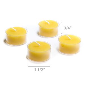 Bluecorn Beeswax 100% Pure Beeswax Tealight Candles | Natural Beeswax Candles, Yellow Tea Lights Candles | Long Burn (4-5 Hours) | Soy, Paraffin, & Fragrance Free, Bulk 24-Pack | Handmade in Colorado