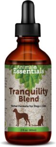 animal essentials tranquility blend for dogs & cats - calming supplement, valerian root, liquid drops, herbal formula - 2 fl oz