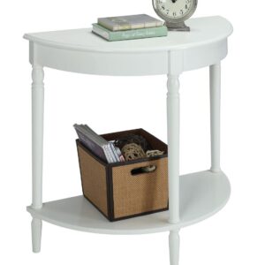 Convenience Concepts French Country Half-Round Entryway Table with Shelf, White