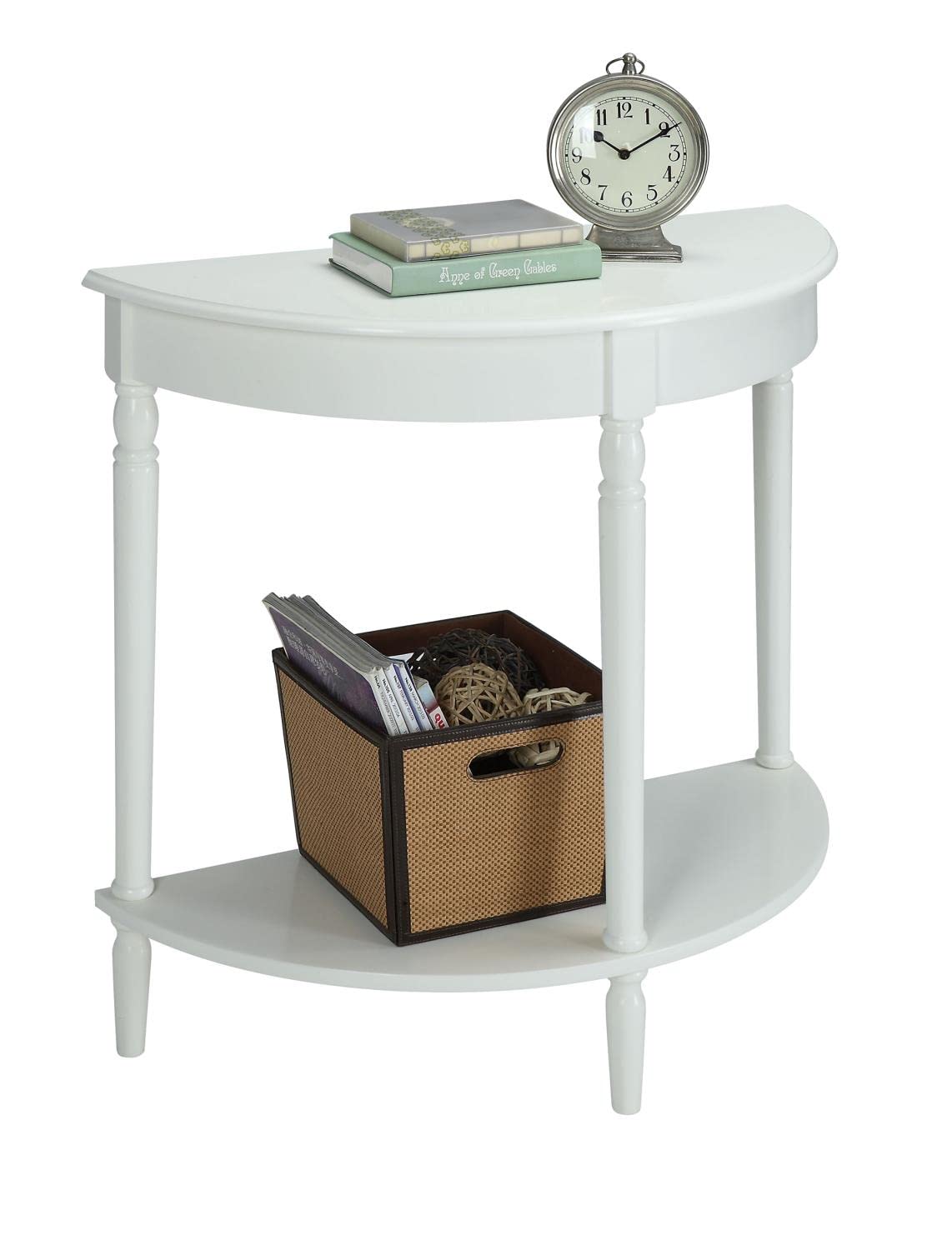 Convenience Concepts French Country Half-Round Entryway Table with Shelf, White