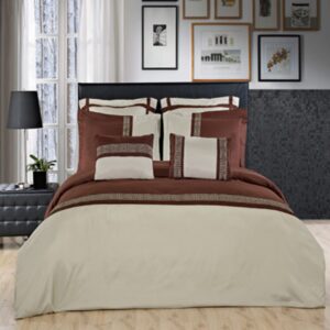 royal hotel bedding 7pc full/queen astrid sage/chocolate duvet cover set