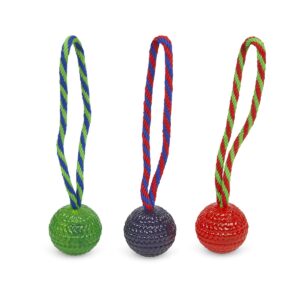 petface toyz rope ball chew and tug dog toy (pack of 1 - colour may vary)