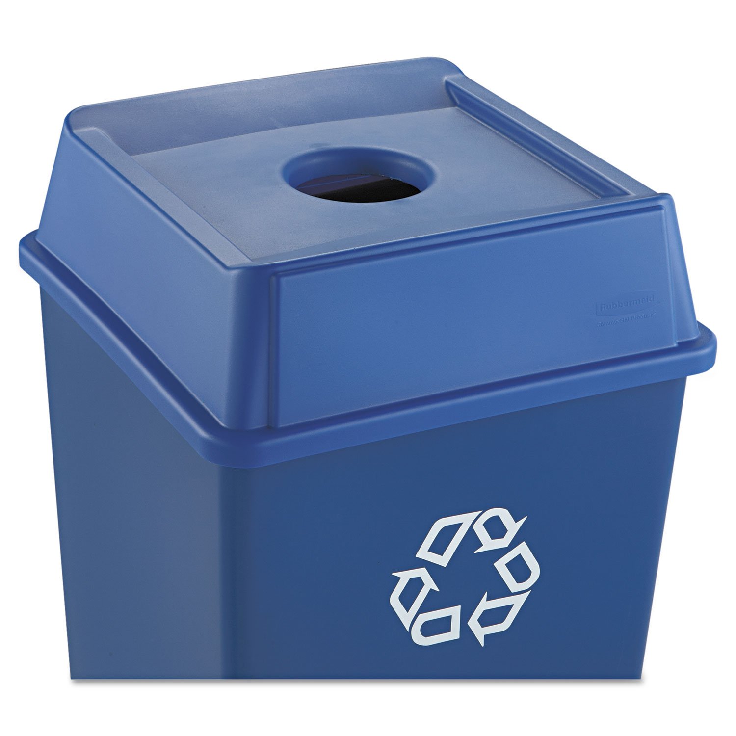 Rubbermaid 2791BLU Untouchable Bottle & Can Recycling Top, Square, 20 1/8 x 20 1/8 x 6 1/4, Blue