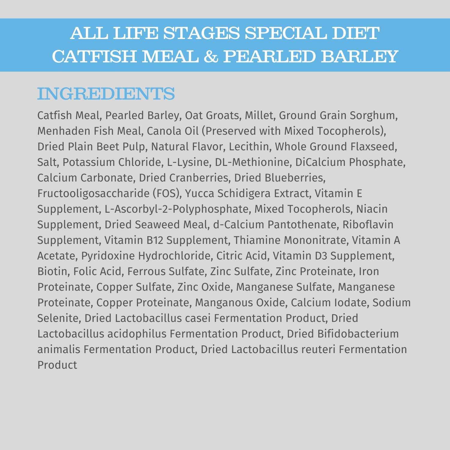 Blackwood Special Diet All Life Stages Dry Dog Food, 15Lb., Catfish & Pearled Barley Recipe, Sensitive Skin and Stomach, Grain Free Dog Food