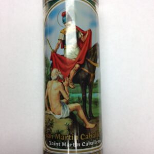 Saint Martin Caballero (San Martin Caballero) 7 Day Unscented Green Candle in Glass