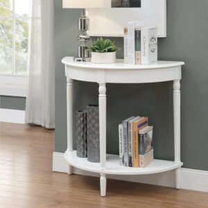 Convenience Concepts French Country Half-Round Entryway Table with Shelf, White