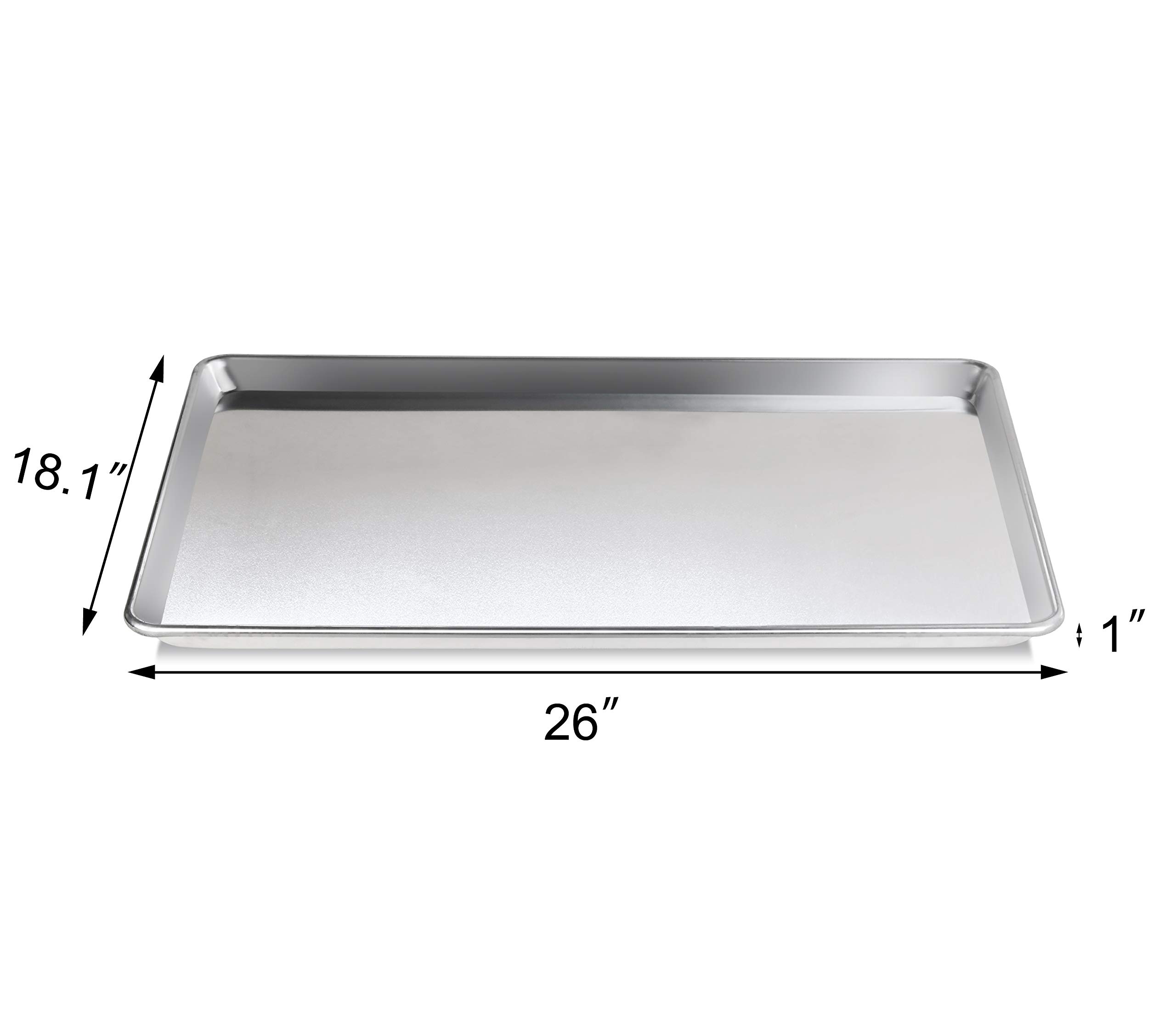 New Star Foodservice 36930 Commercial-Grade 18-Gauge Aluminum Sheet Pan/Bun Pan, 18" L x 26" W x 1" H (Full Size) Pack of 12 | Measure Oven (Recommended)