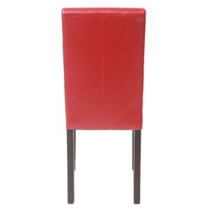 Roundhill Furniture Urban Style Solid Wood Leatherette Padded Parson Chair, Red, Set of 2