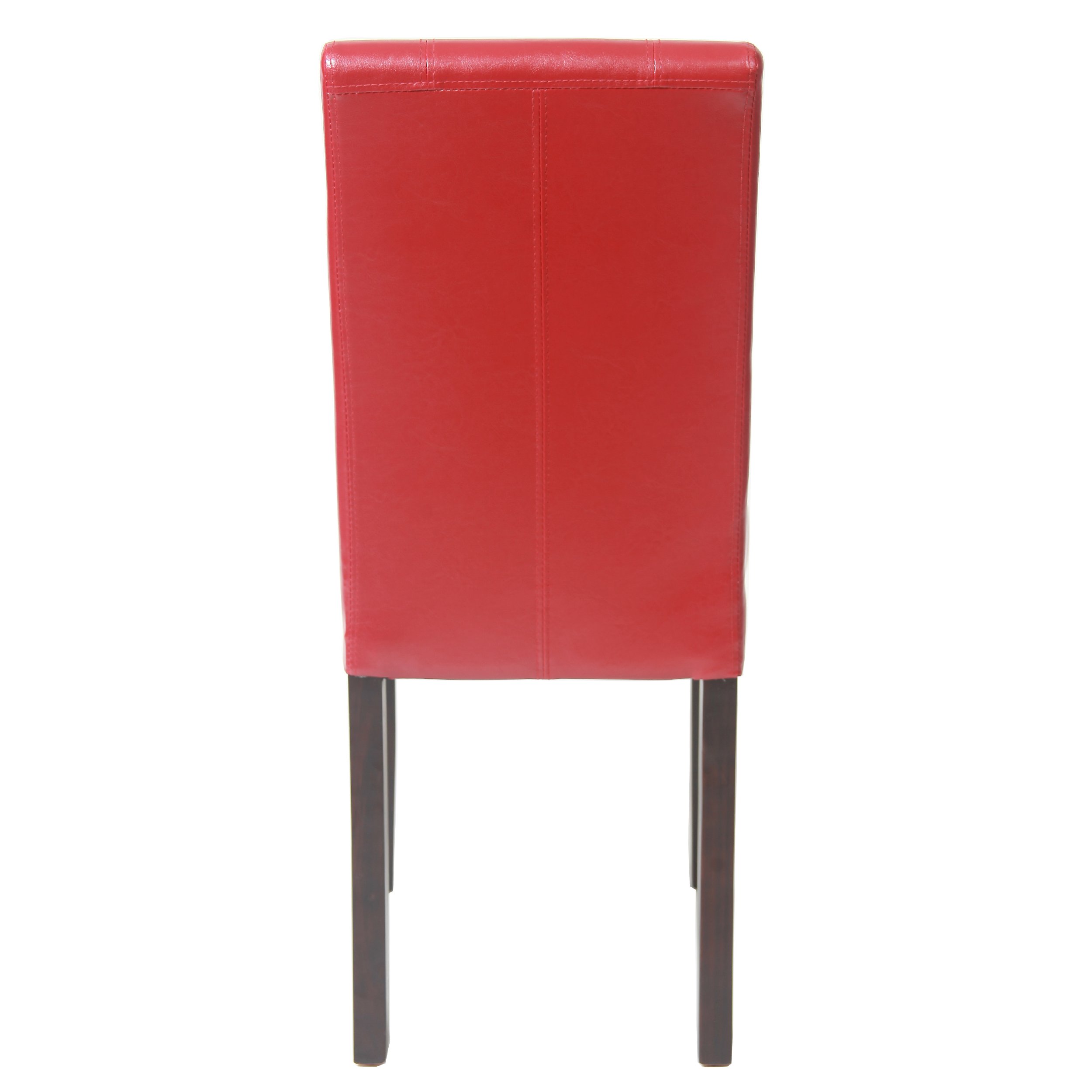 Roundhill Furniture Urban Style Solid Wood Leatherette Padded Parson Chair, Red, Set of 2