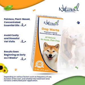 All-Natural Dog Warts Remover by Naturasil — Pure Thuja & Plant Extracts for Topical Wart & Skin Blemish Remover on Pets | Fast-Acting, Gentle & Pain-Free | No Acids | Safe for Dogs 3+ Months | 15mL