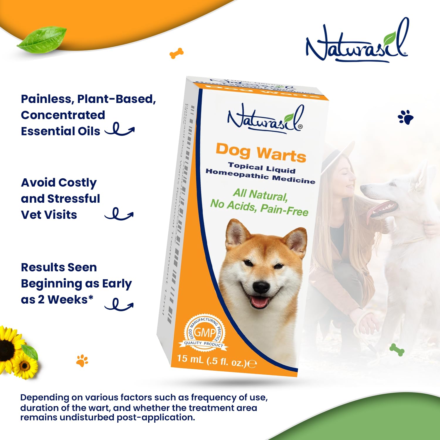 All-Natural Dog Warts Remover by Naturasil — Pure Thuja & Plant Extracts for Topical Wart & Skin Blemish Remover on Pets | Fast-Acting, Gentle & Pain-Free | No Acids | Safe for Dogs 3+ Months | 15mL