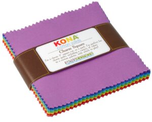 kona cotton solids new bright charm square 41 5-inch squares charm pack robert kaufman chs-137-41,assorted