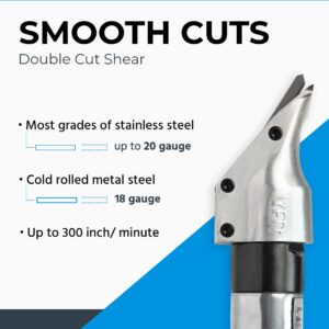 Kett P-500 18-Gauge Pneumatic Double Cut Shears, 90 PSI with 2200 RPM, Metal Cutter Tool, Electric Shears, For Metal Fabricators, Automotive, HVAC