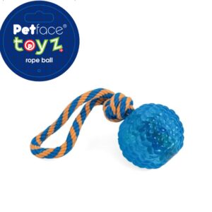 Petface Toyz Rope Ball Chew and Tug Dog Toy (Pack of 1 - Colour May Vary)