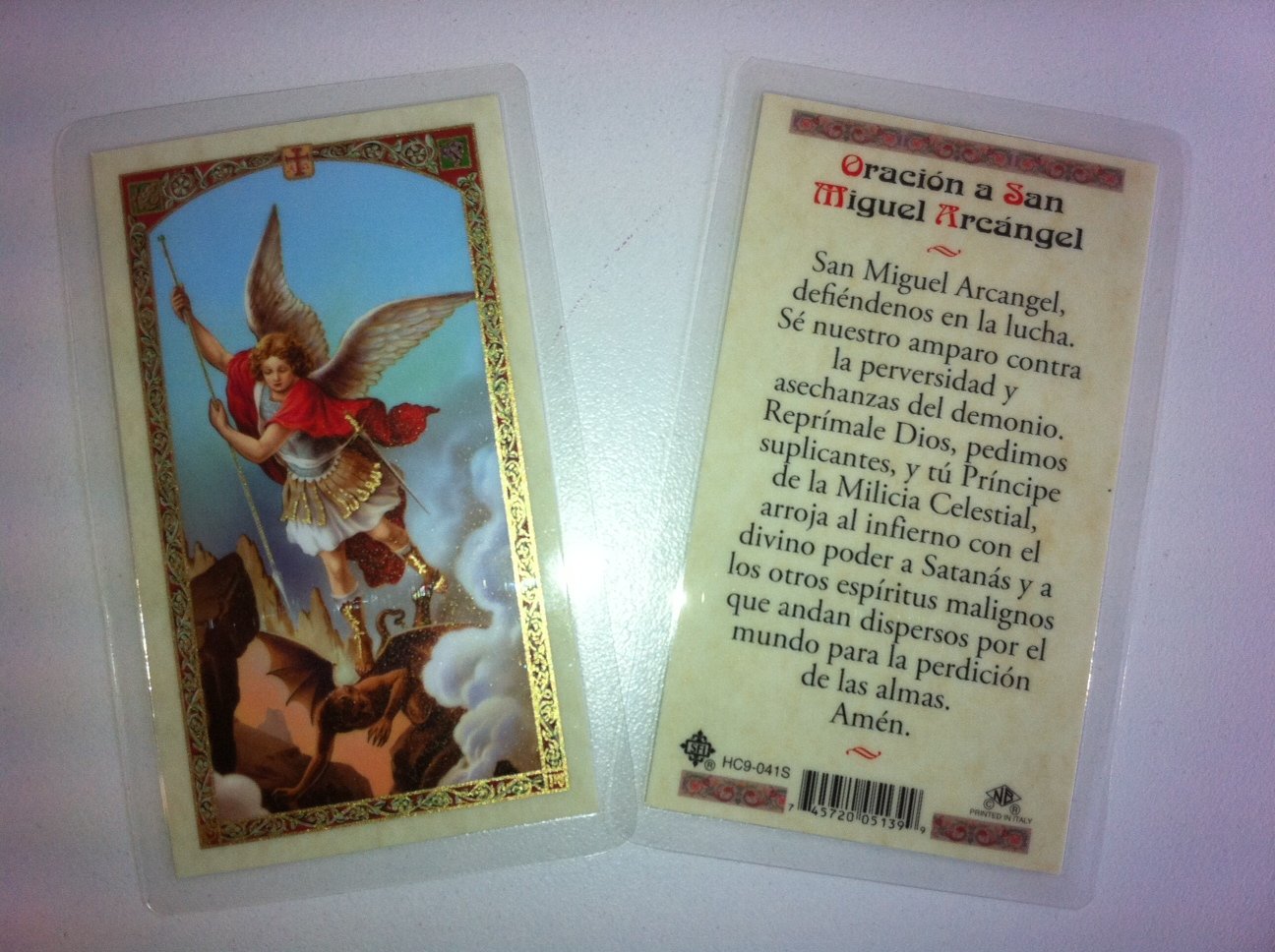 Holy Prayer Cards For The Prayer to Saint Michael the Archangel in Spanish