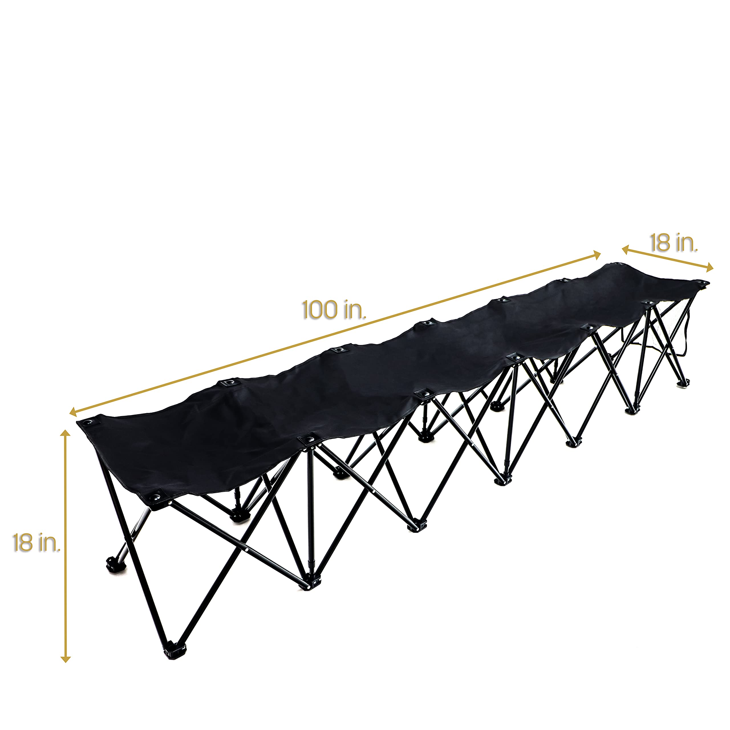 Trademark Innovations Portable 6-Seater Folding Team Sports Sideline Bench (Black)