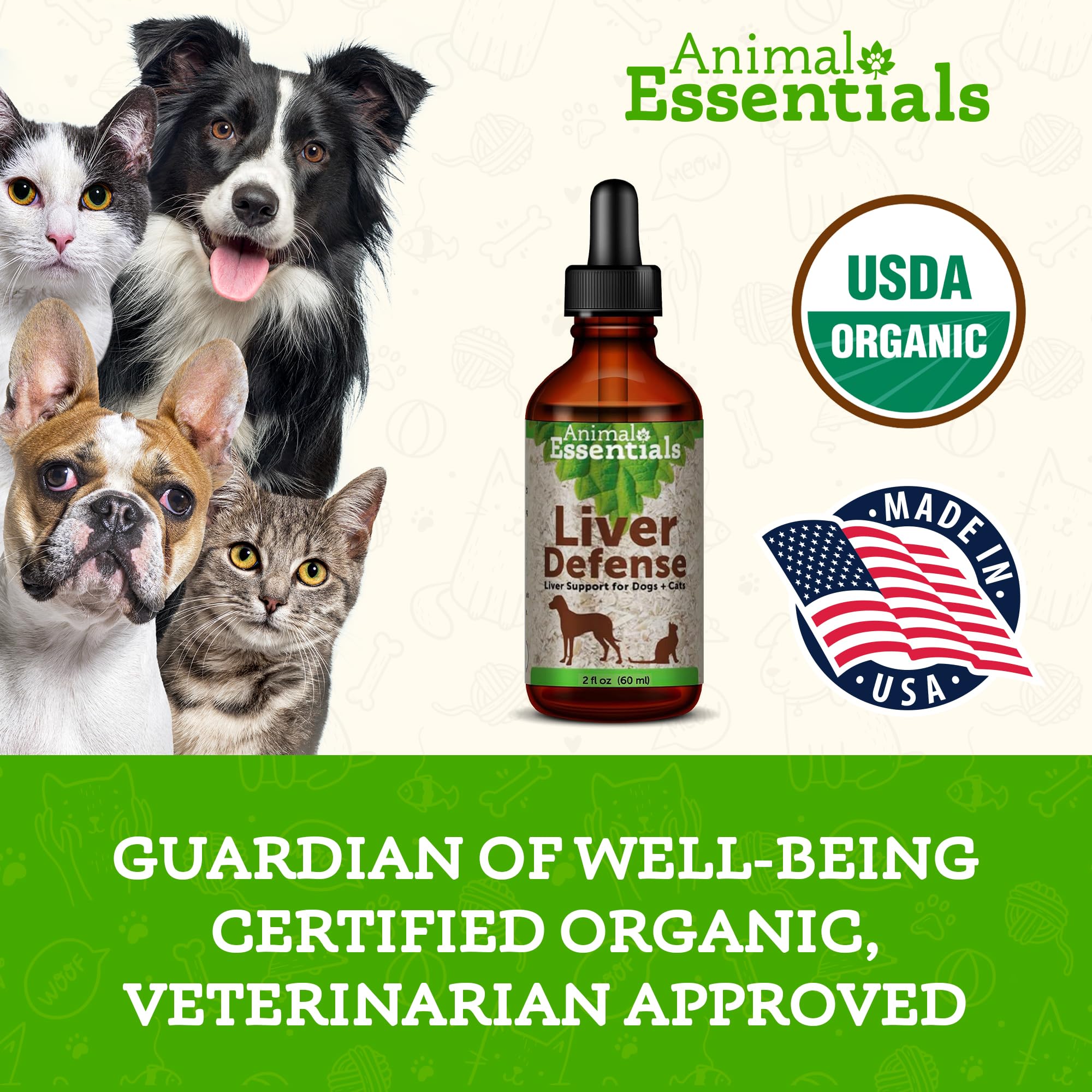 Animal Essentials Liver Defense for Dogs & Cats - Liver Support, Milk Thistle, Dandelion, Liquid Supplement, Detox Blend, Liver Cleanser - 2 Fl Oz