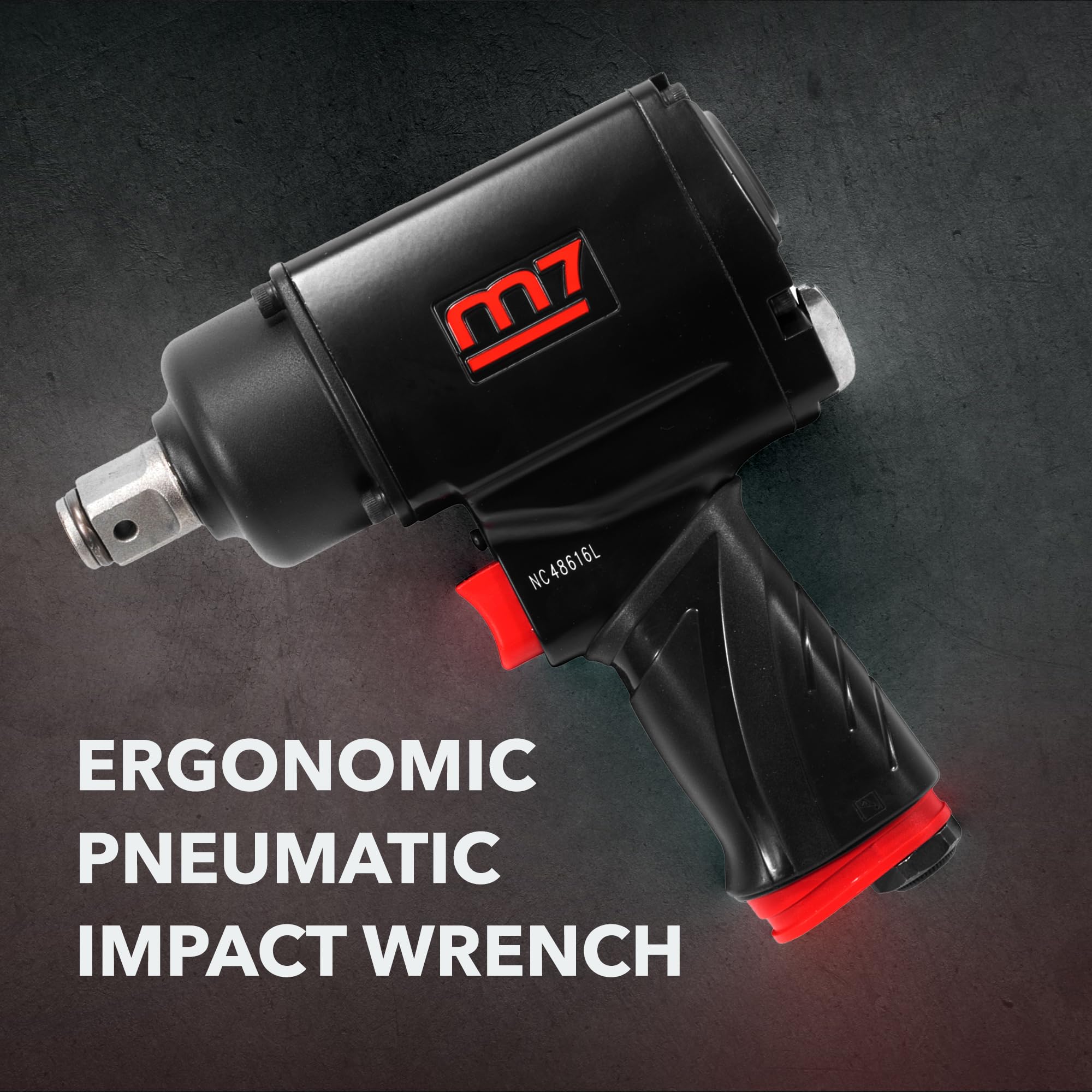 M7 NC-6236Q Air Impact Wrench, 3/4-inch Air Impact Gun with Forward-Reverse Switch, High Torque Wrench with Twin Hammer Clutch, Ergonomic Pneumatic Impact Wrench, Air Tool for Auto Mechanics