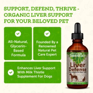 Animal Essentials Liver Defense for Dogs & Cats - Liver Support, Milk Thistle, Dandelion, Liquid Supplement, Detox Blend, Liver Cleanser - 2 Fl Oz