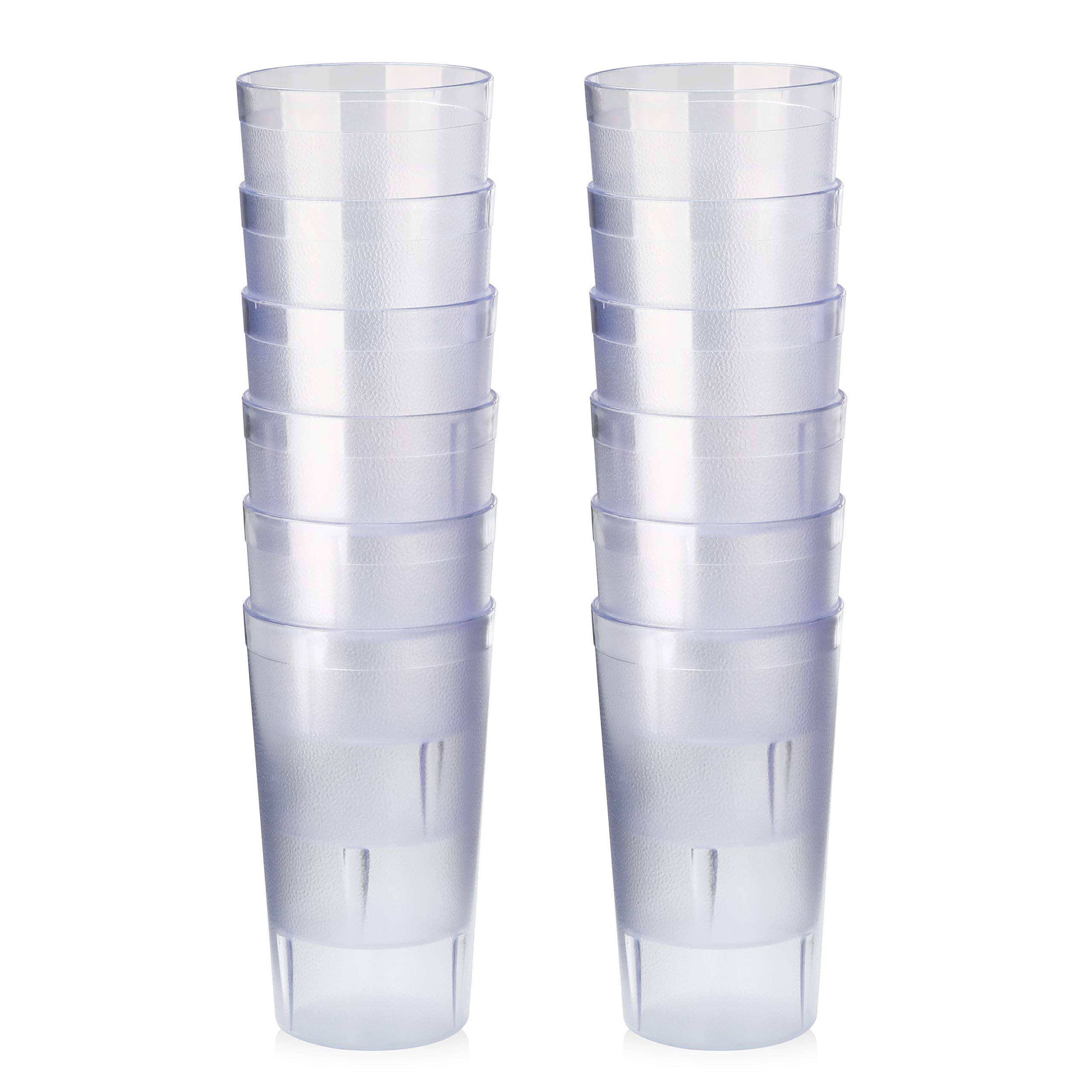 New Star Foodservice 46304 Tumbler Beverage Cup, Stackable Cups, Break-Resistant Commercial SAN Plastic, (12 oz, Clear-3) Set of 12