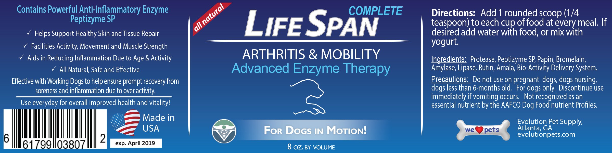 LifeSpan Systemic Enzymes for Dog Arthritis, Mobility, and Pain Relief