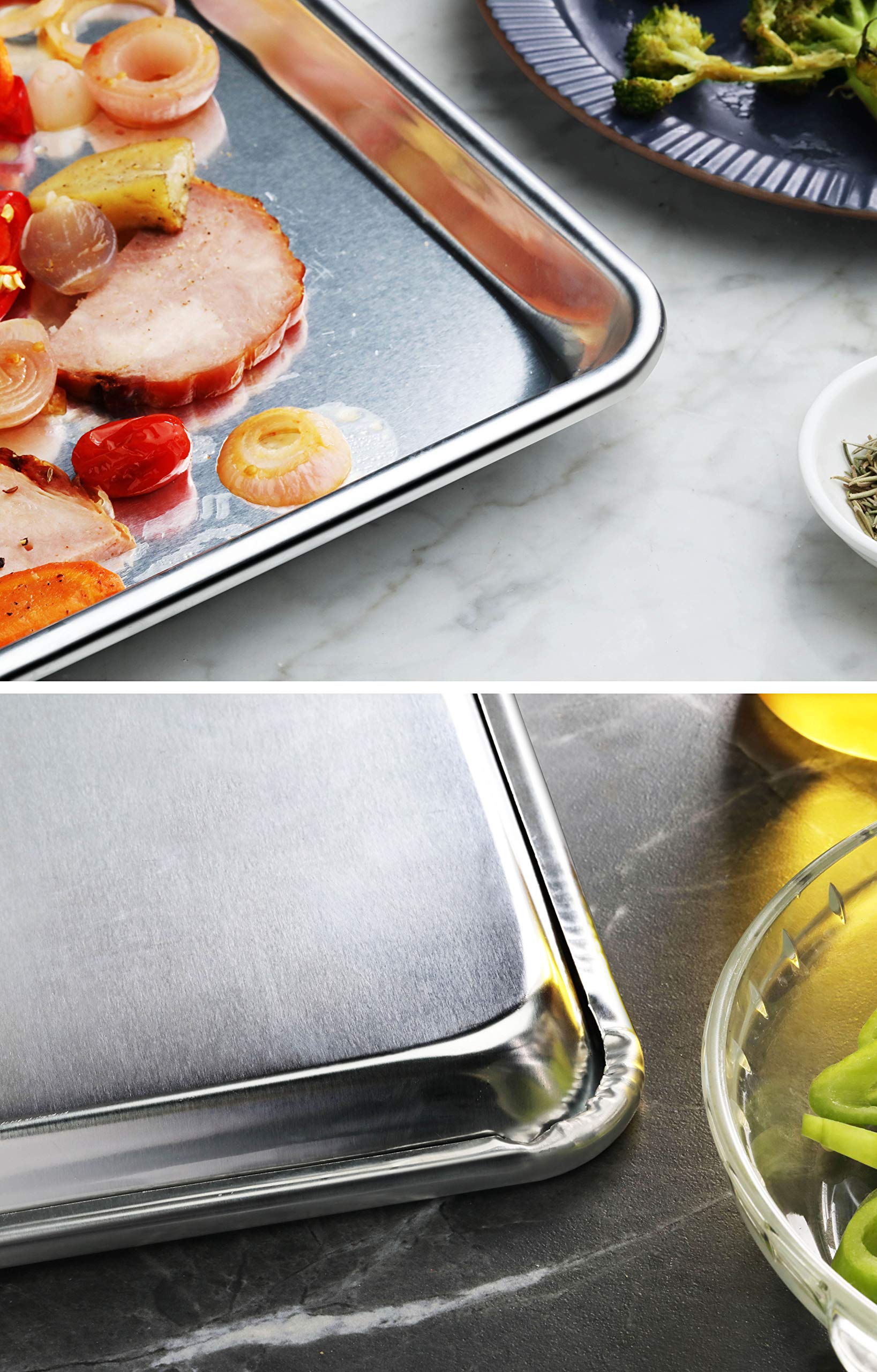 New Star Foodservice 36930 Commercial-Grade 18-Gauge Aluminum Sheet Pan/Bun Pan, 18" L x 26" W x 1" H (Full Size) Pack of 12 | Measure Oven (Recommended)