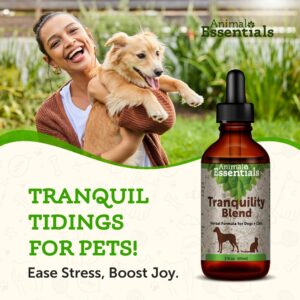 Animal Essentials Tranquility Blend for Dogs & Cats - Calming Supplement, Valerian Root, Liquid Drops, Herbal Formula - 2 Fl Oz