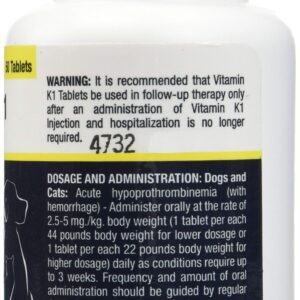 Vet One Vitamin K1 Chewable Tablets - Vitamin K1 for Dogs, Beef-Flavored Chewable Vitamins For Cats and Dogs (50 Tablets, Phytonadione 50mg)