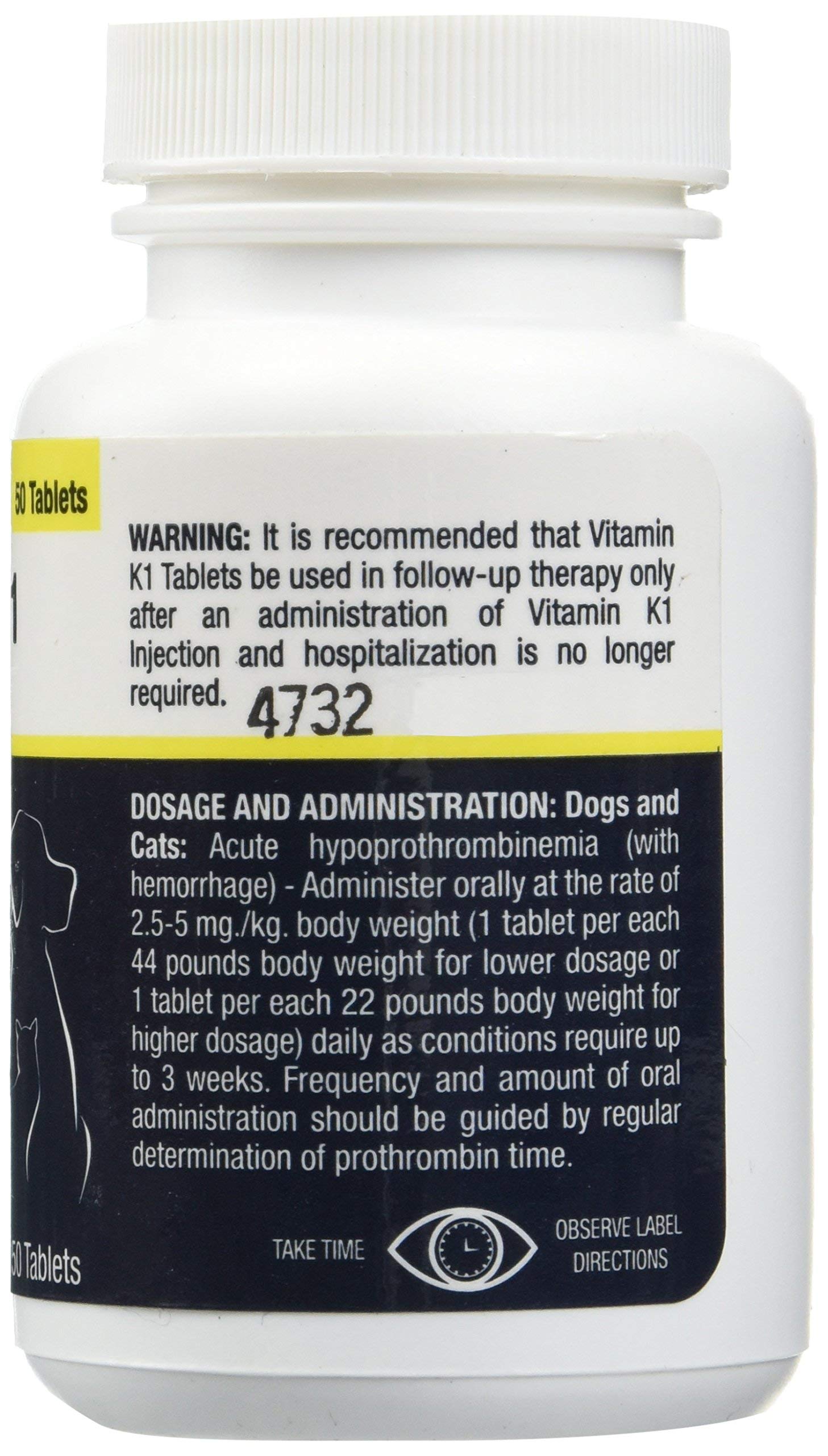 Vet One Vitamin K1 Chewable Tablets - Vitamin K1 for Dogs, Beef-Flavored Chewable Vitamins For Cats and Dogs (50 Tablets, Phytonadione 50mg)