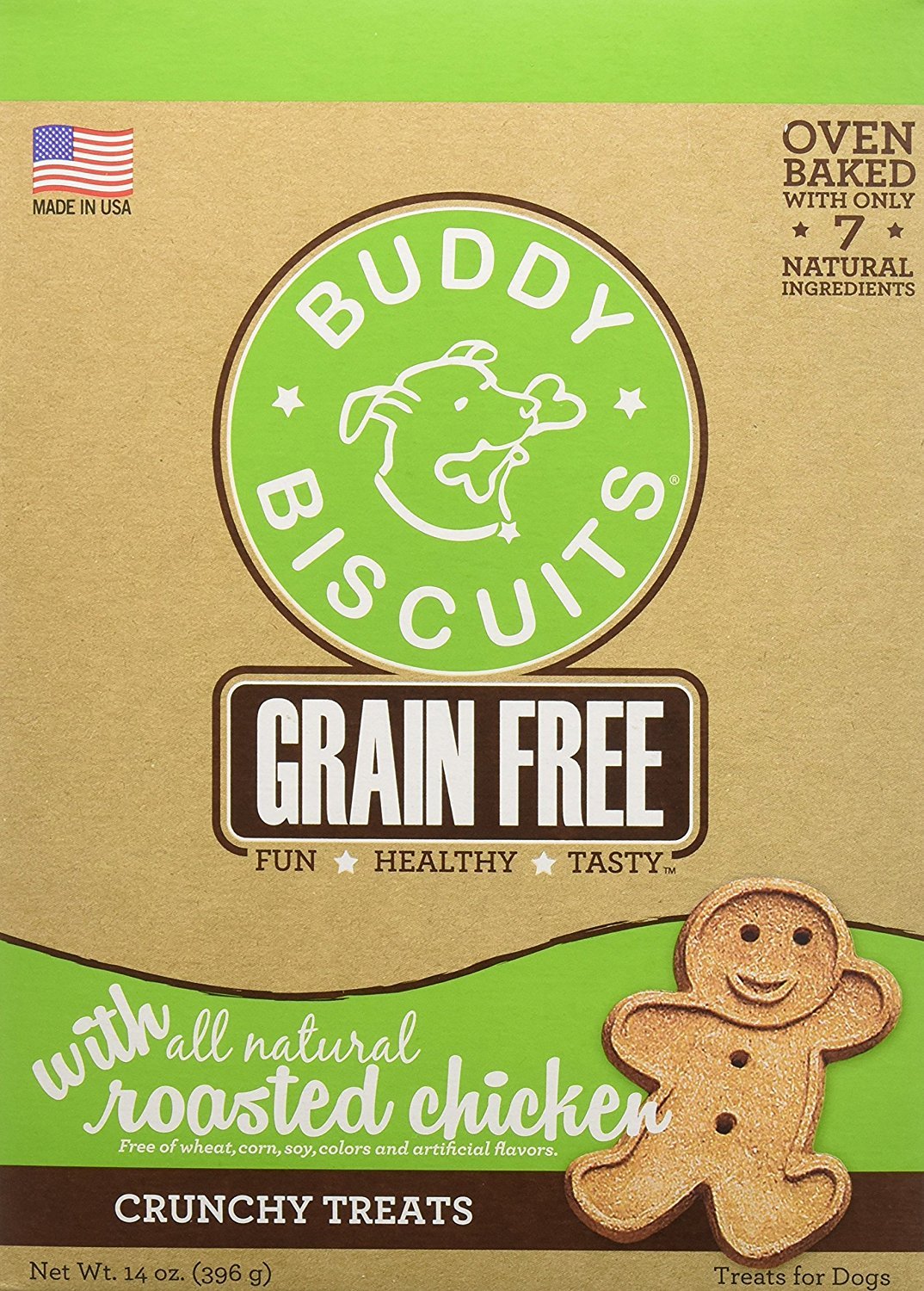 Buddy Biscuits 14 oz Box of Grain-Free Crunchy Dog Treats Made with Natural Roasted Chicken