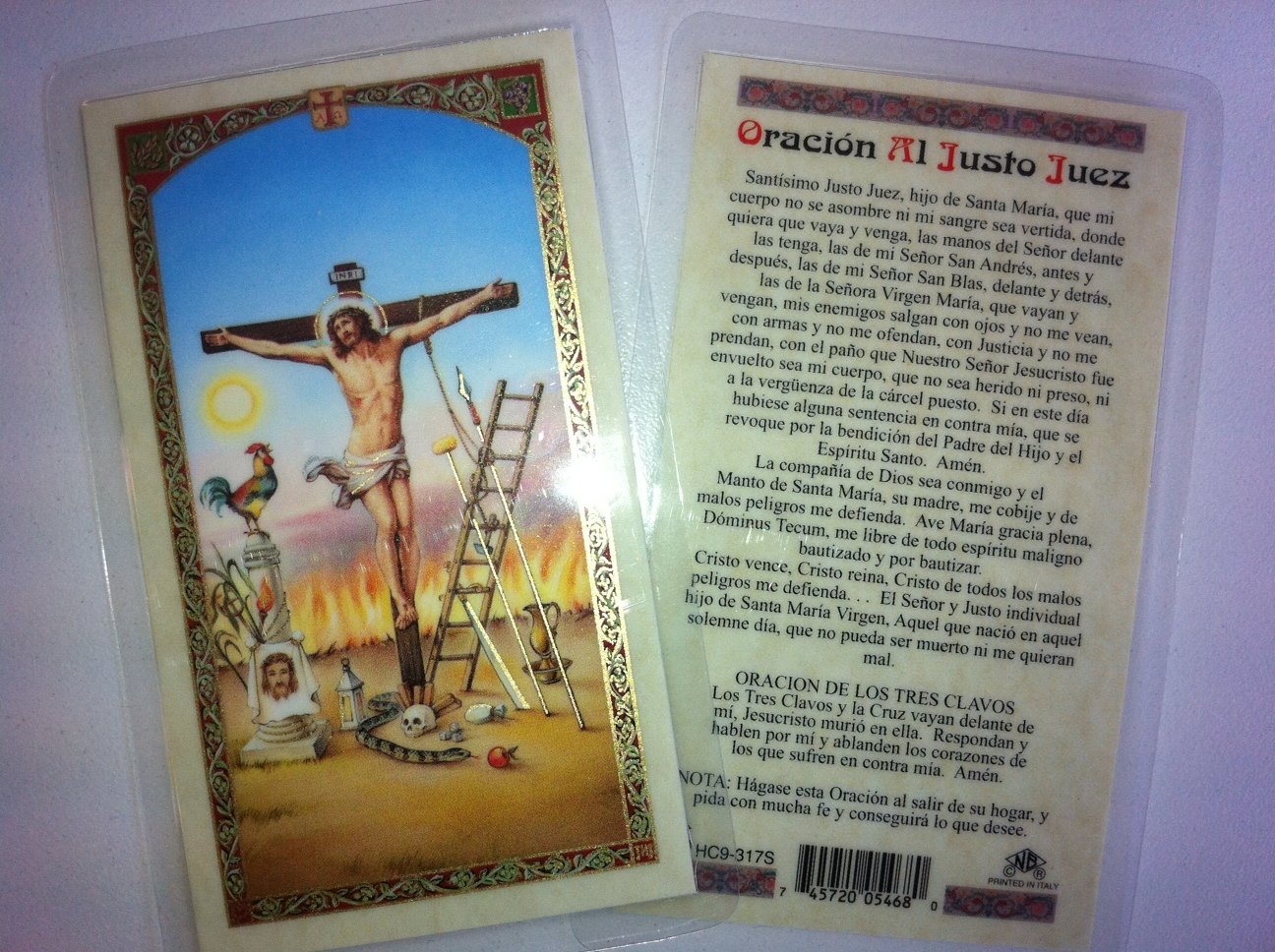 Holy Prayer Cards for The Justo Juez (Just Judge) in Spanish.