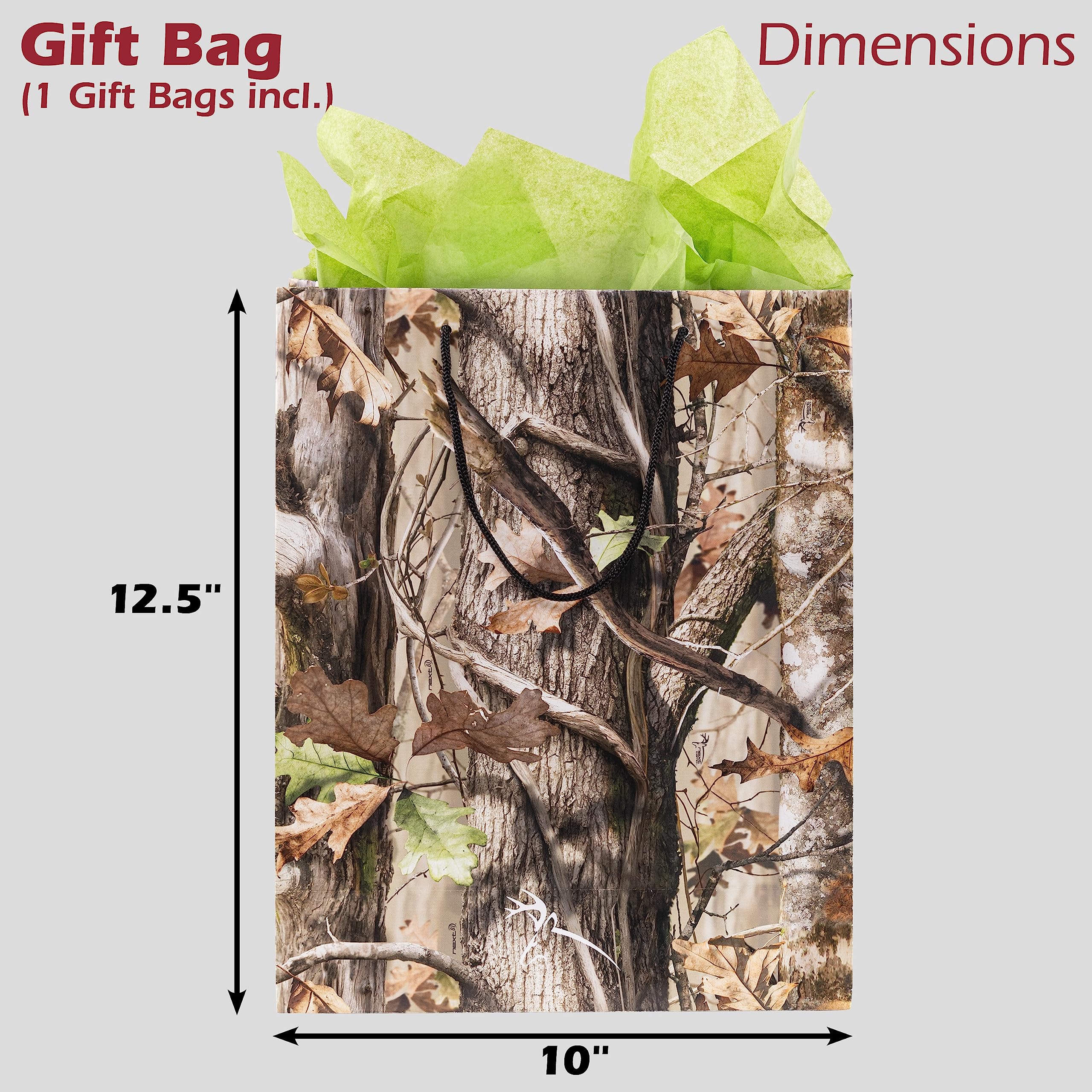 Havercamp Next Camo Party Gift Bag | 1 Count | Great for Hunter Themed Party, Camouflage Motif, Birthday Event, Graduation Party, Father's Day Celebration