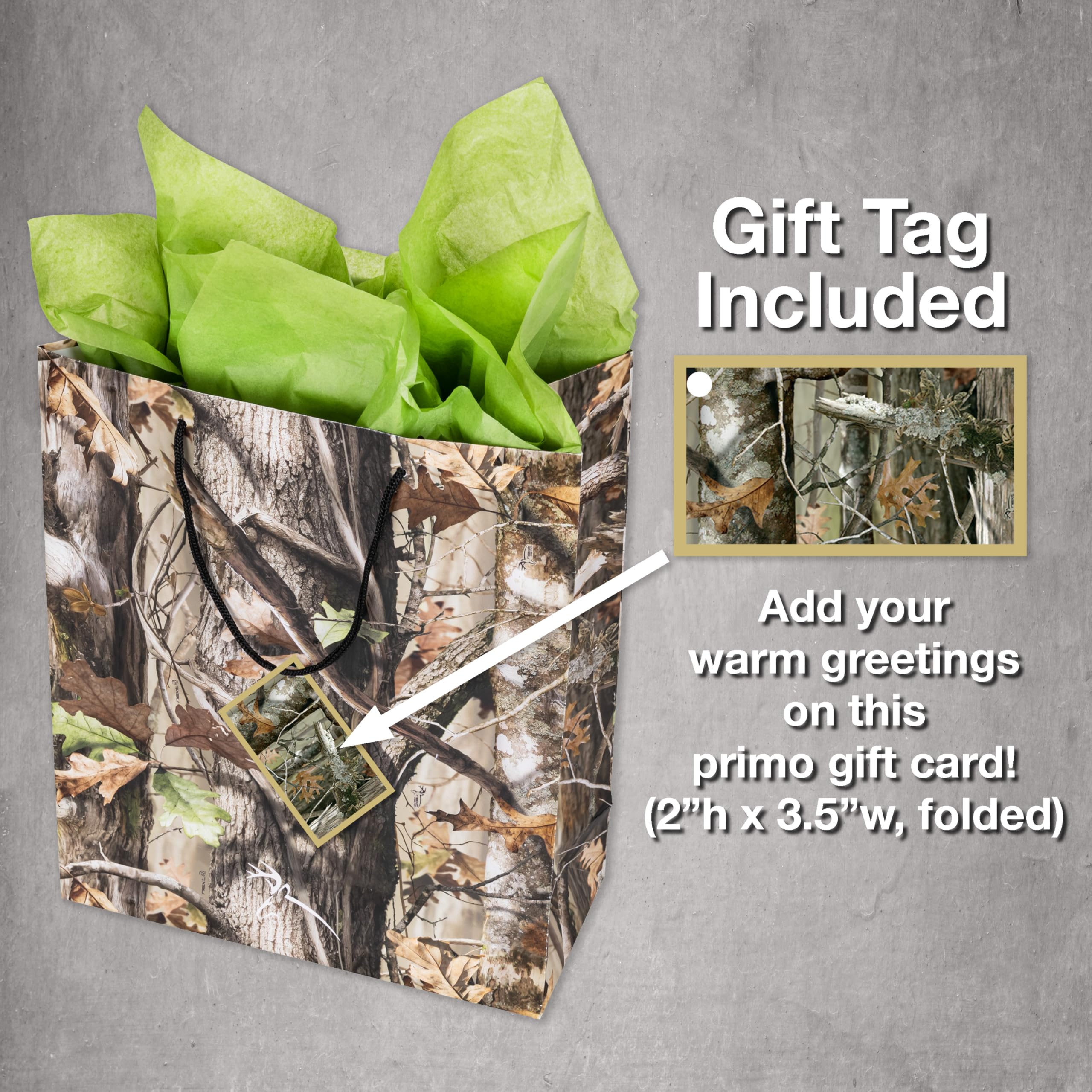 Havercamp Next Camo Party Gift Bag | 1 Count | Great for Hunter Themed Party, Camouflage Motif, Birthday Event, Graduation Party, Father's Day Celebration