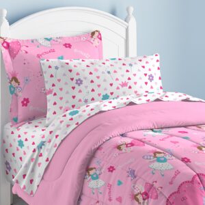 Dream Factory Magical Princess Ultra Soft Microfiber Girls Comforter Set, Pink, Twin