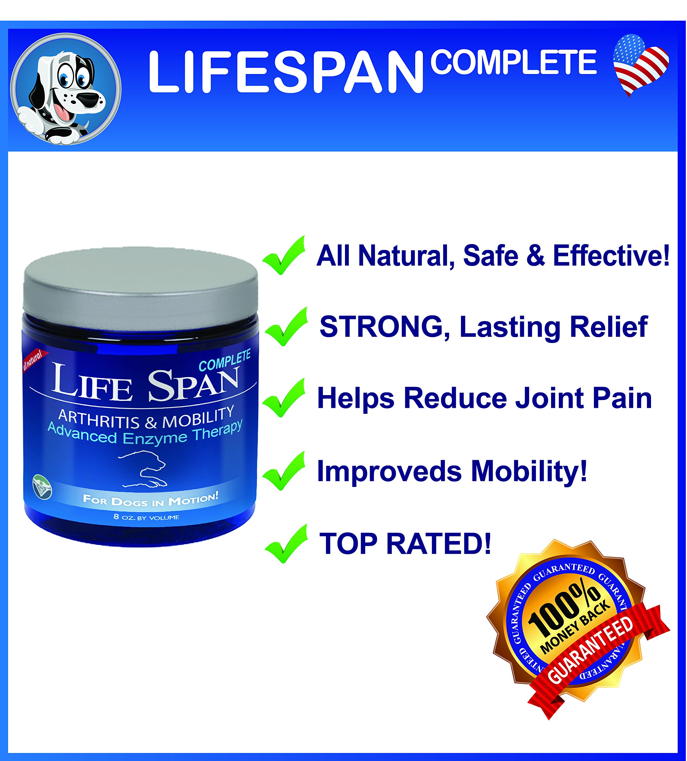 LifeSpan Systemic Enzymes for Dog Arthritis, Mobility, and Pain Relief