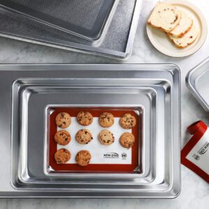 New Star Foodservice 36930 Commercial-Grade 18-Gauge Aluminum Sheet Pan/Bun Pan, 18" L x 26" W x 1" H (Full Size) Pack of 12 | Measure Oven (Recommended)