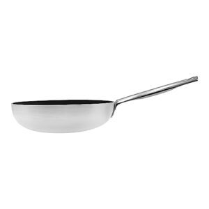 Pentole Agnelli ALSA111BS28 Platinum Countersunk High Pan for Jumping, with Stainless Steel Tubular Handle, 28 cm, Silver